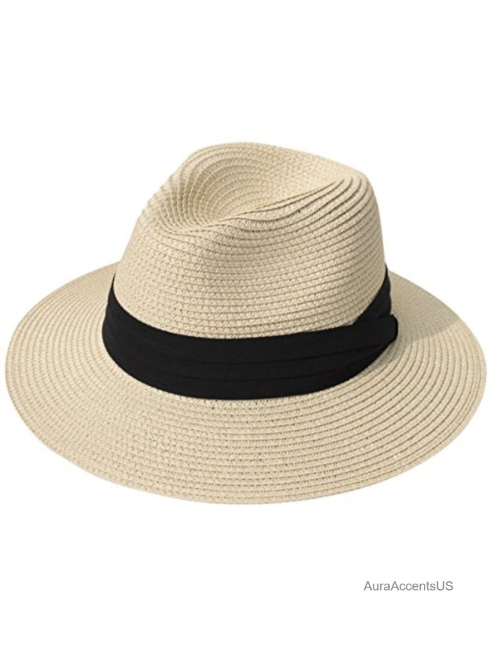 Wide Brim Straw Panama Roll Up Hat Fedora Beach Sun Hat UPF50